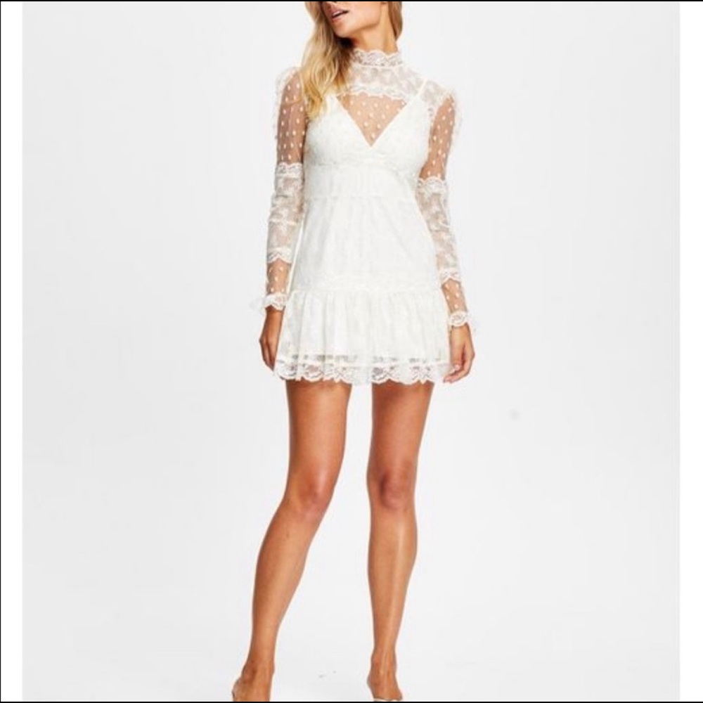 Alice McCall Moon Sister Mini Dress in Cream Lace